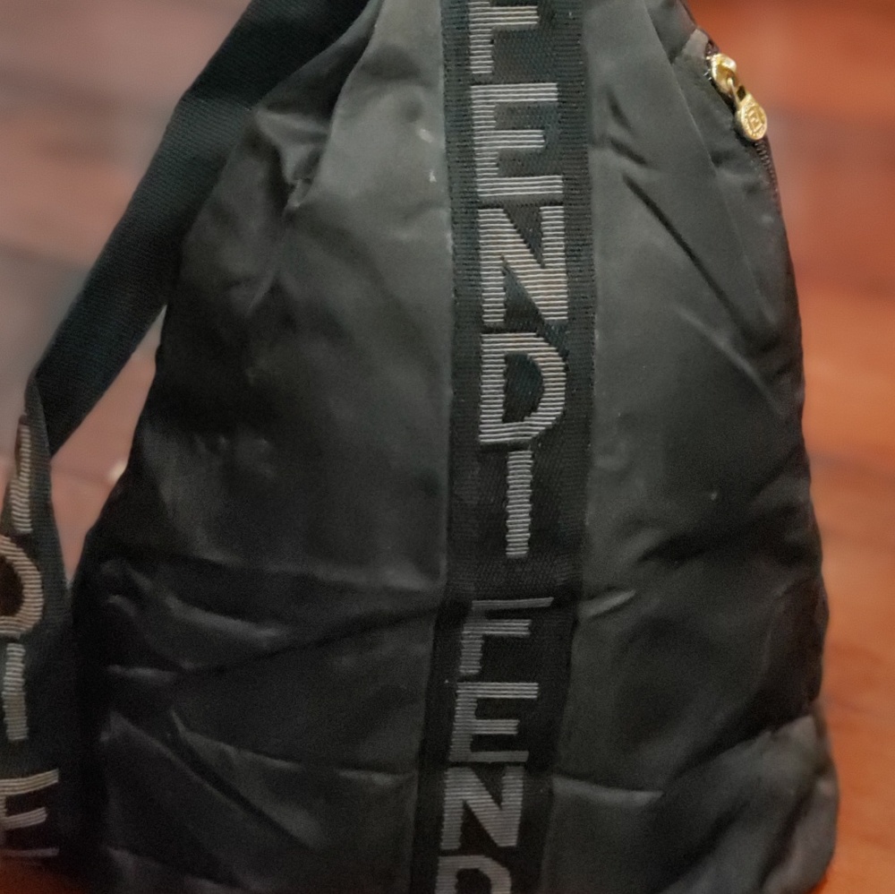 Fendi brown nylon sling bag/pocketbook